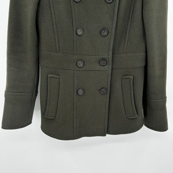 J. CREW Stadium Cloth Nello Gori *Flawed Olive Green Wool Double Breasted Coat 2 - Picture 4 of 6